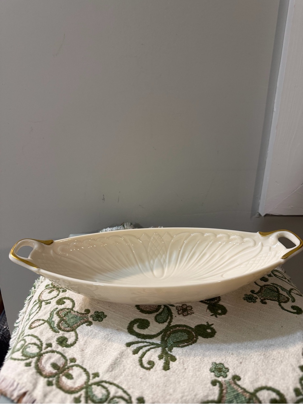 Lenox Cream Decorative Relish Dish with Gold-Trim Handles